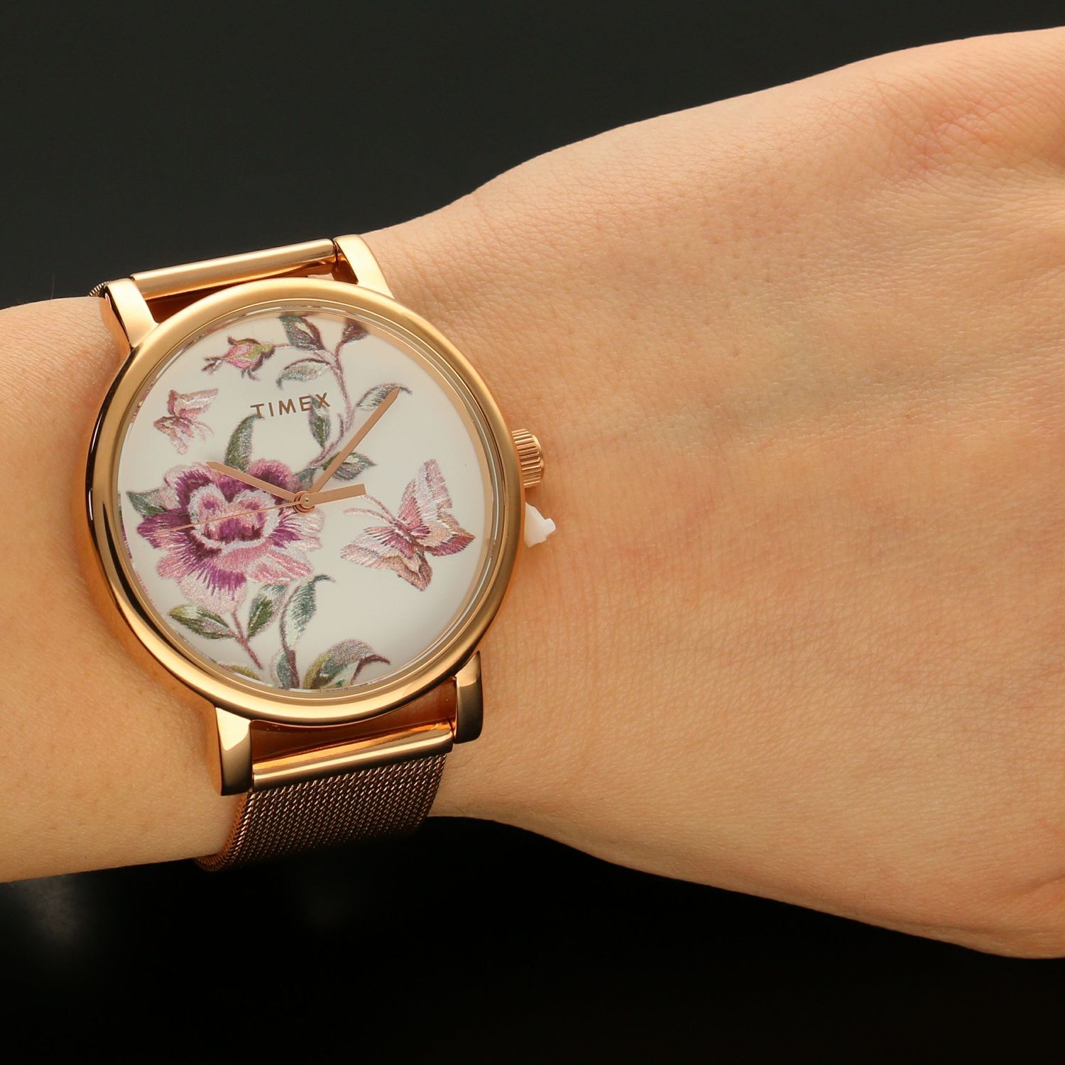 Zegarek damski Timex na bransolecie z kwiatkami Full Bloom TW2U19500.jpg