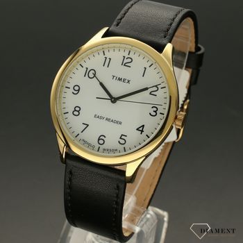 Zegarek męski TIMEX Easy Reader klasyczny na czarnym pasku TW2U22200. Zegarek męski o klasycznym wyglądzie. Zegarek męski na czarnym skórzanym pasku z tradycyjną stalową sprzączką w kolorze złotym (3).jpg