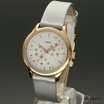 Zegarek damski TIMEX biała tarcza z gwiazdkami TW2U57200. Zegarek damski z ozdobioną tarczą gwiazdkami. Zegarek damski o nowoczesnej formie to świetny pomysł na prezent dla młodej dziewczyny. Darmowa wysyłka. Grawer gratis.  (3).jpg