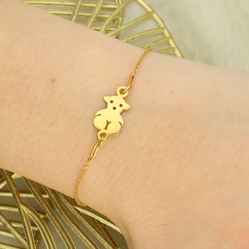 Pozłacana Bransoletka Tousy z Misiem 21 cm – Srebro 925, Regulowana, Karabińczyk miś.jpg