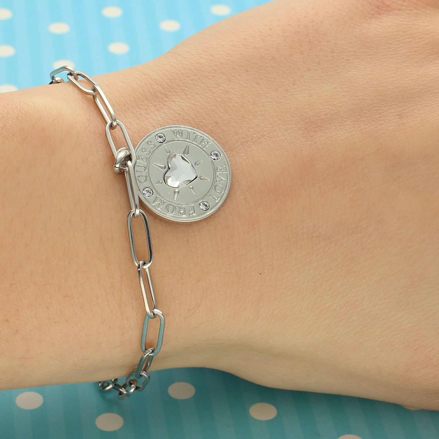 Bransoletka GUESS stalowa z okrągłą zawieszką UBB70005-S.jpg