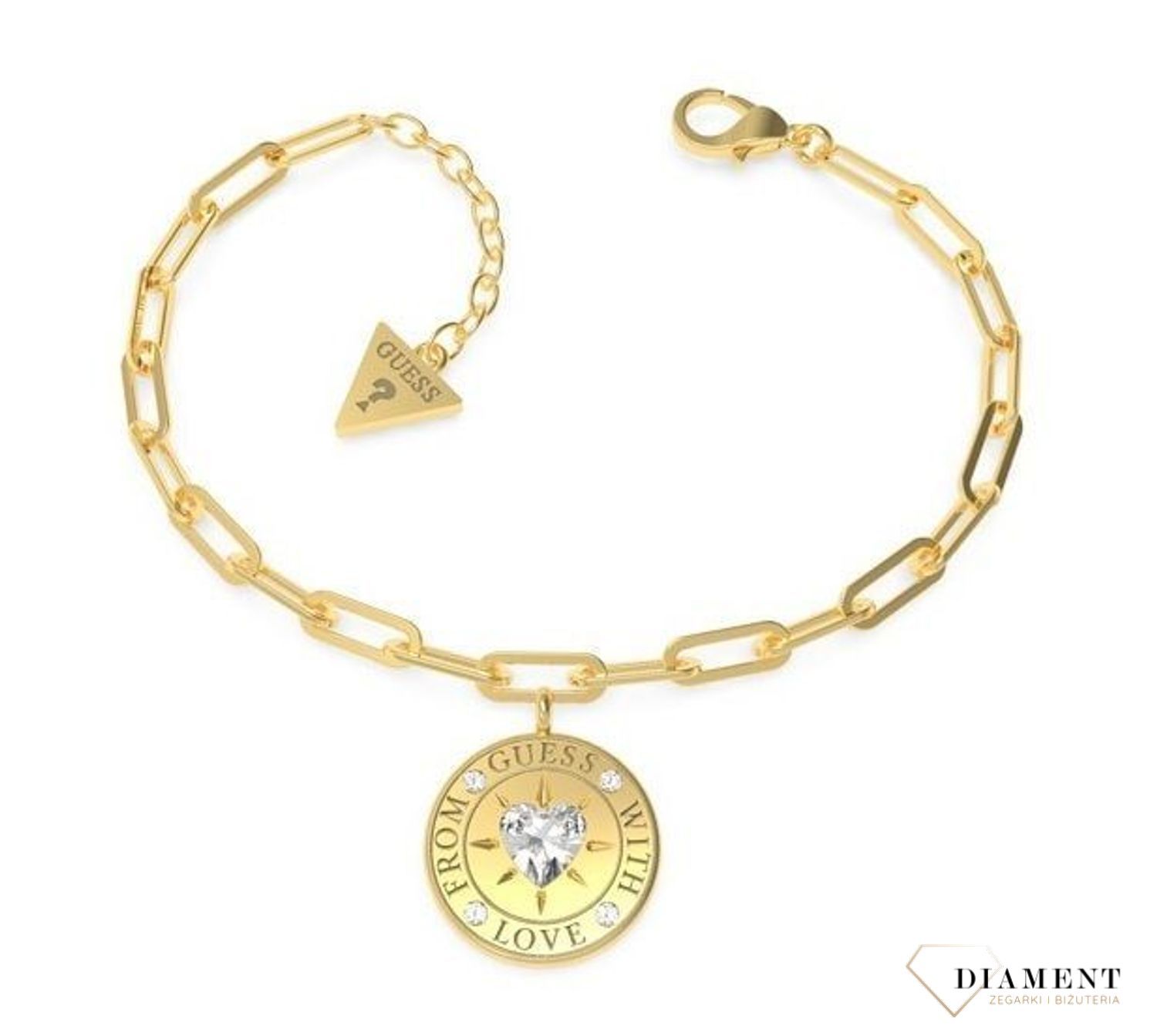 Bransoletka GUESS pozłacana z zawieszką w kształcie koła z kryształem UBB70006-S.jpg