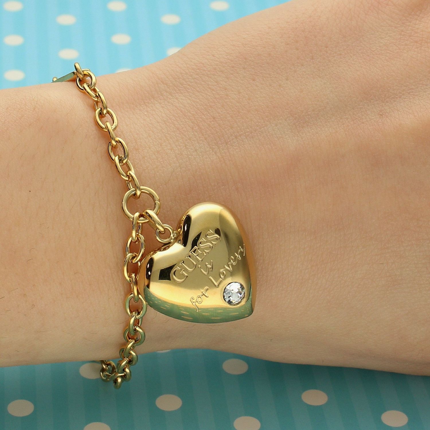 Bransoletka GUESS pozłacana duże, wypukłe serce UBB70035-S.jpg