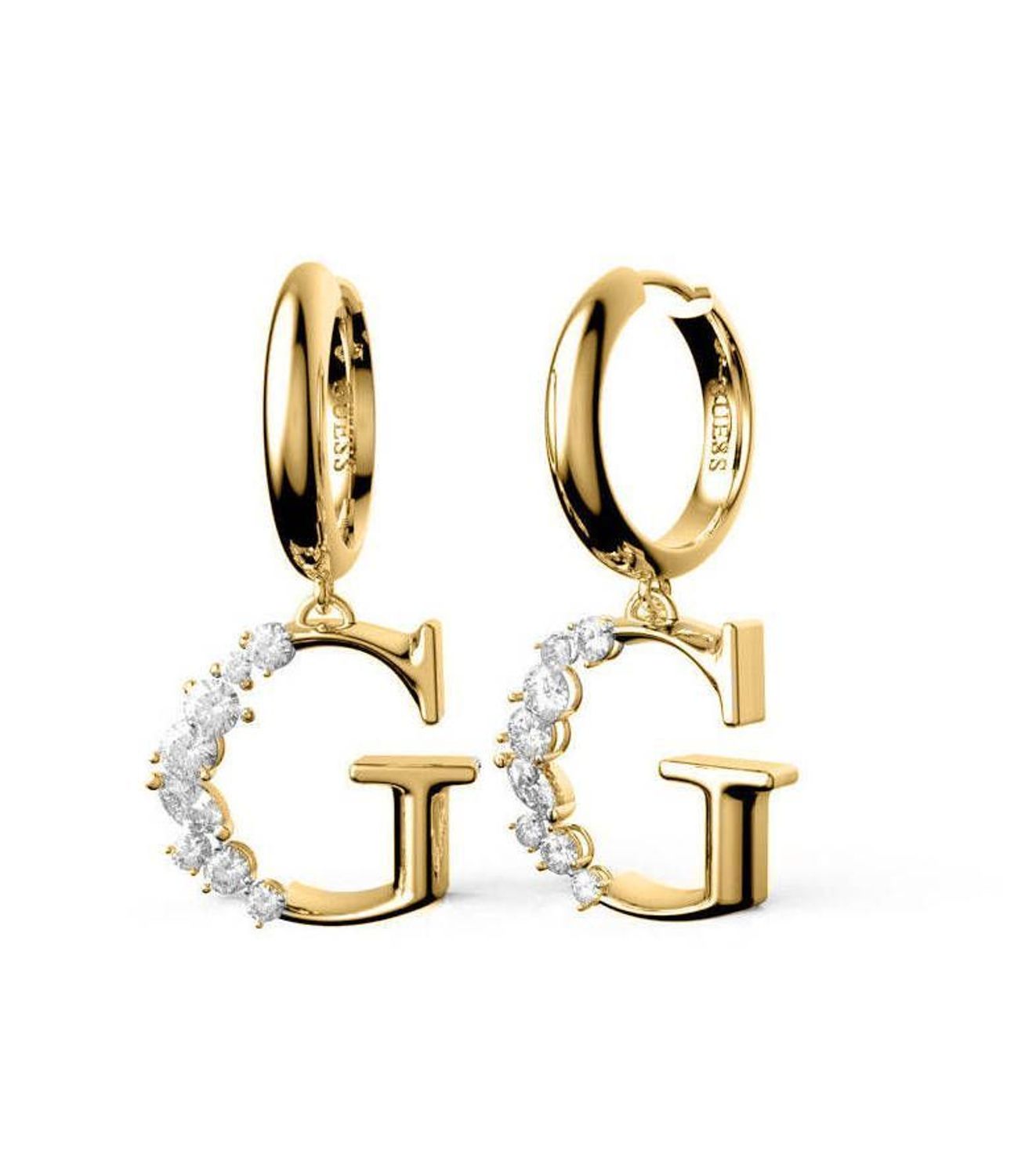 Kolczyki GUESS stalowe pozłacane mała literka 'G' z kryształami UBE01110JWYGTU.jpg