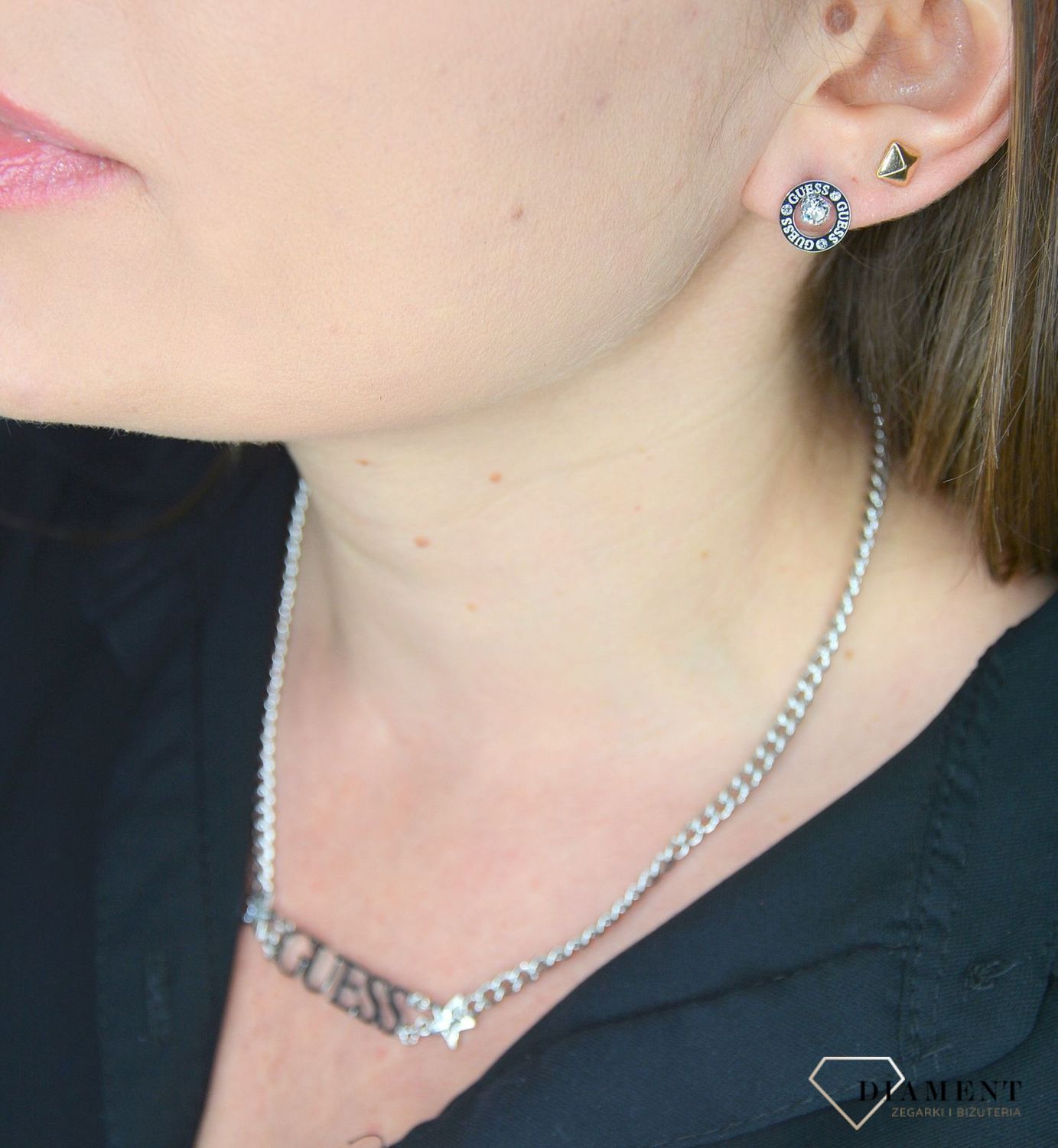 Kolczyki GUESS stalowe kółko z cyrkonią UBE20134.jpg