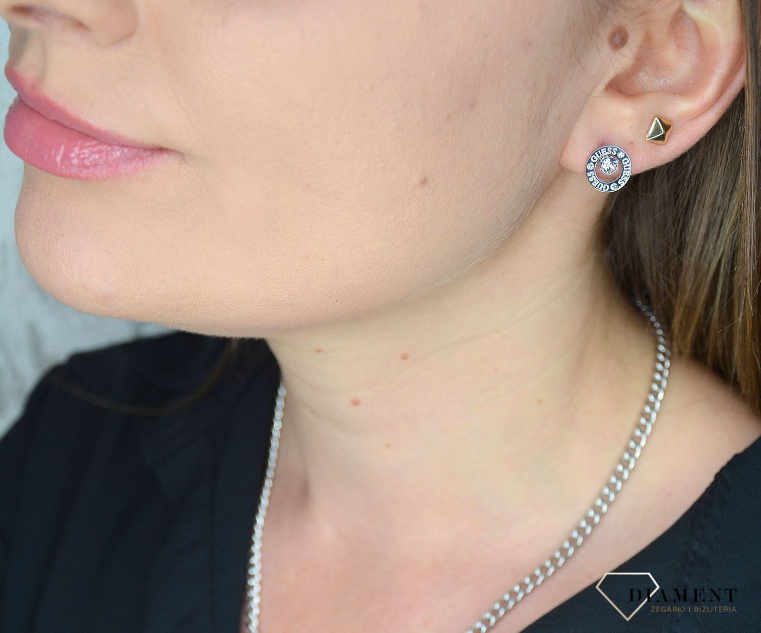 Kolczyki GUESS stalowe kółko z cyrkonią UBE20134.jpg