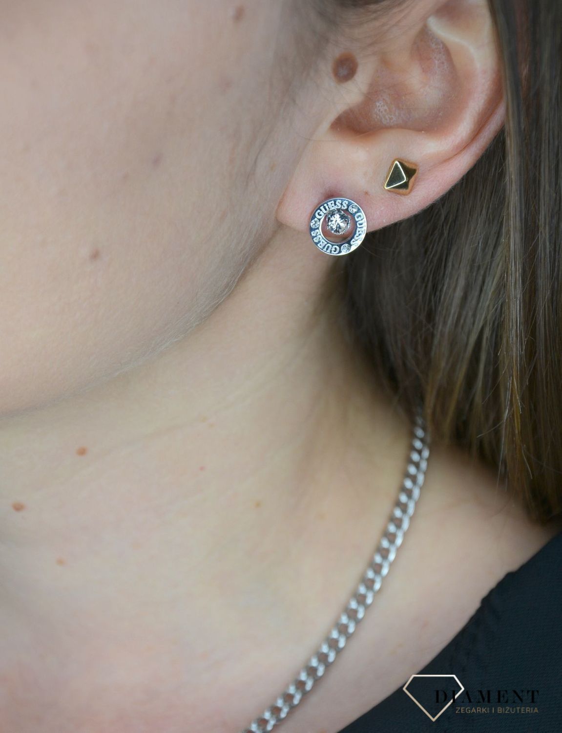 Kolczyki GUESS stalowe kółko z cyrkonią UBE20134.jpg