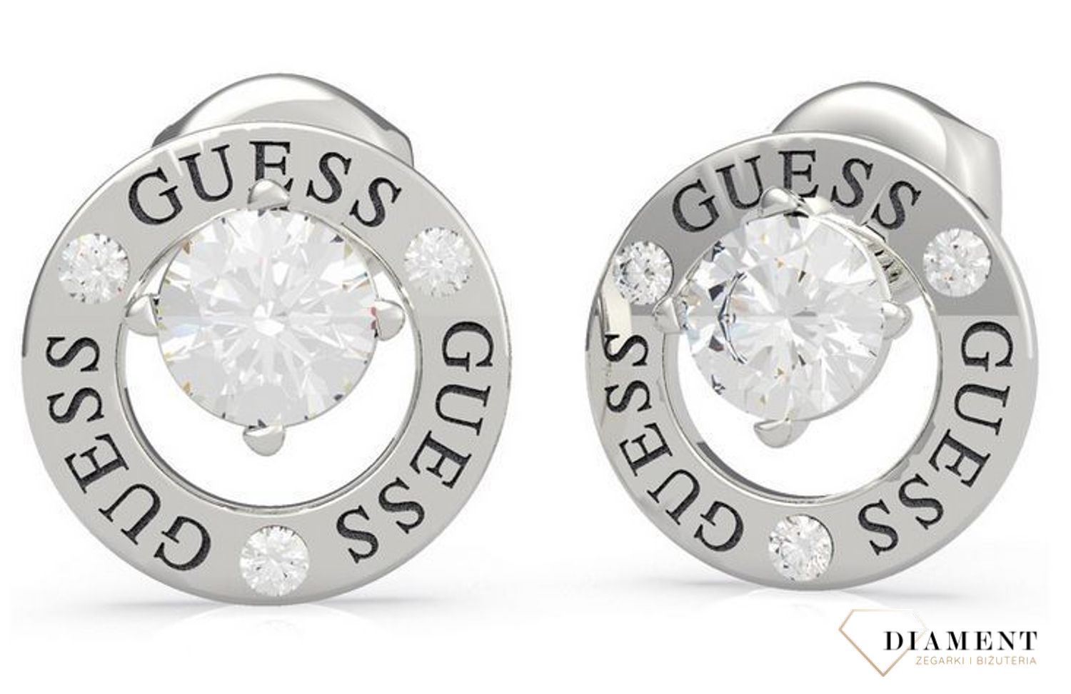 Kolczyki GUESS stalowe kółko z cyrkonią UBE20134.jpg