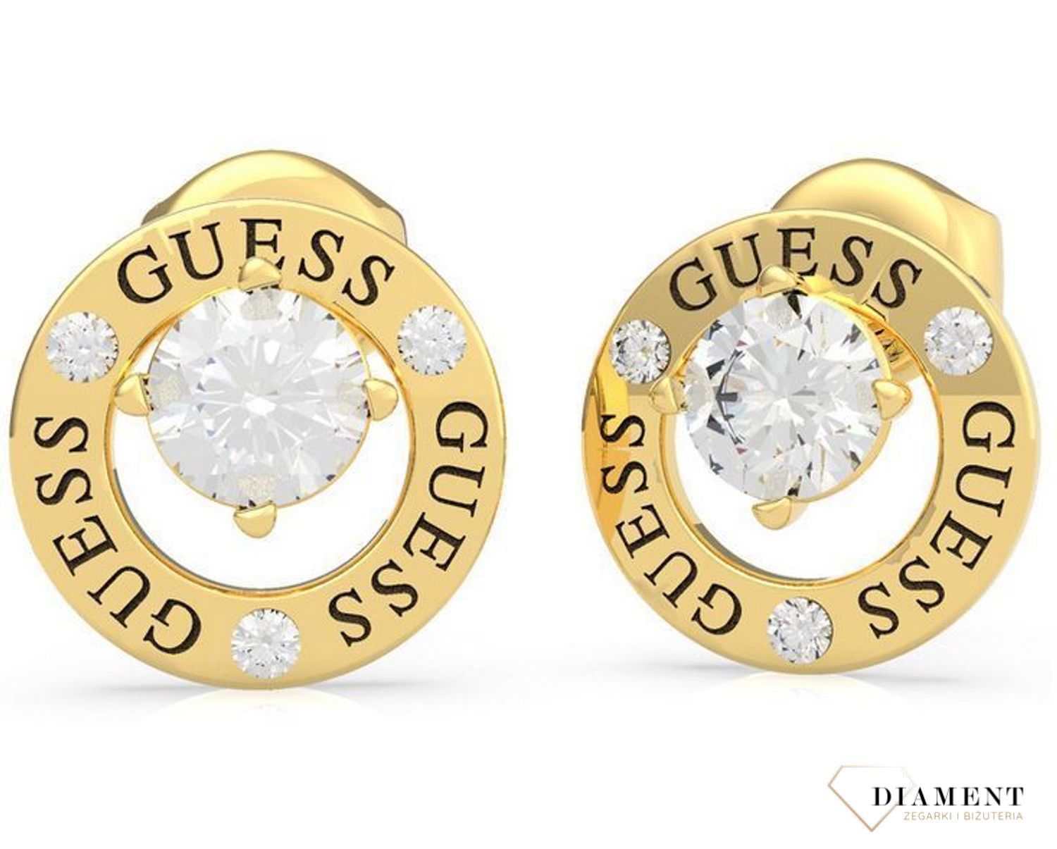 Kolczyki GUESS pozłacane kółko z cyrkonią UBE20135.jpg