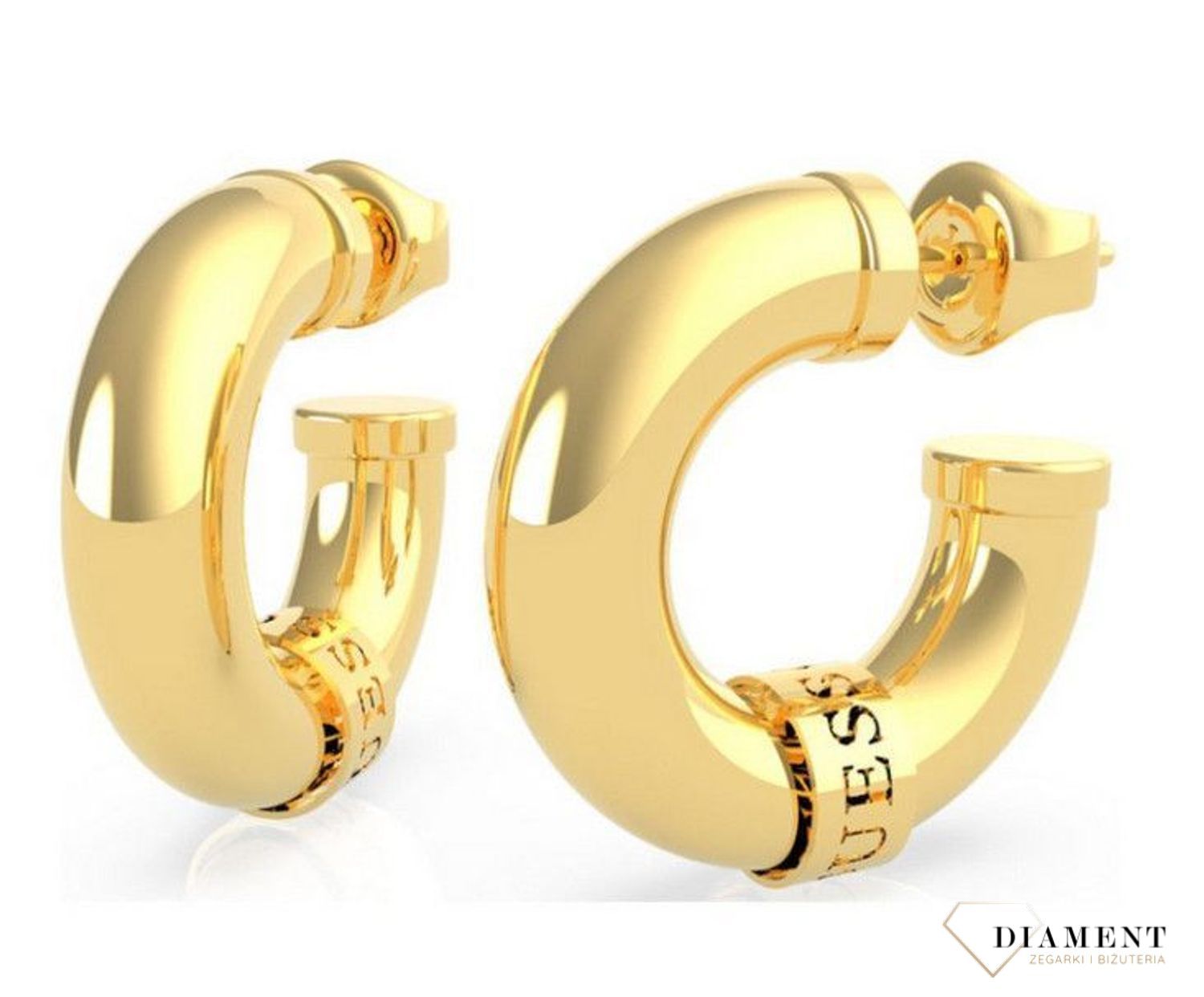 Kolczyki GUESS stalowe koła pozłacane UBE70023.jpg