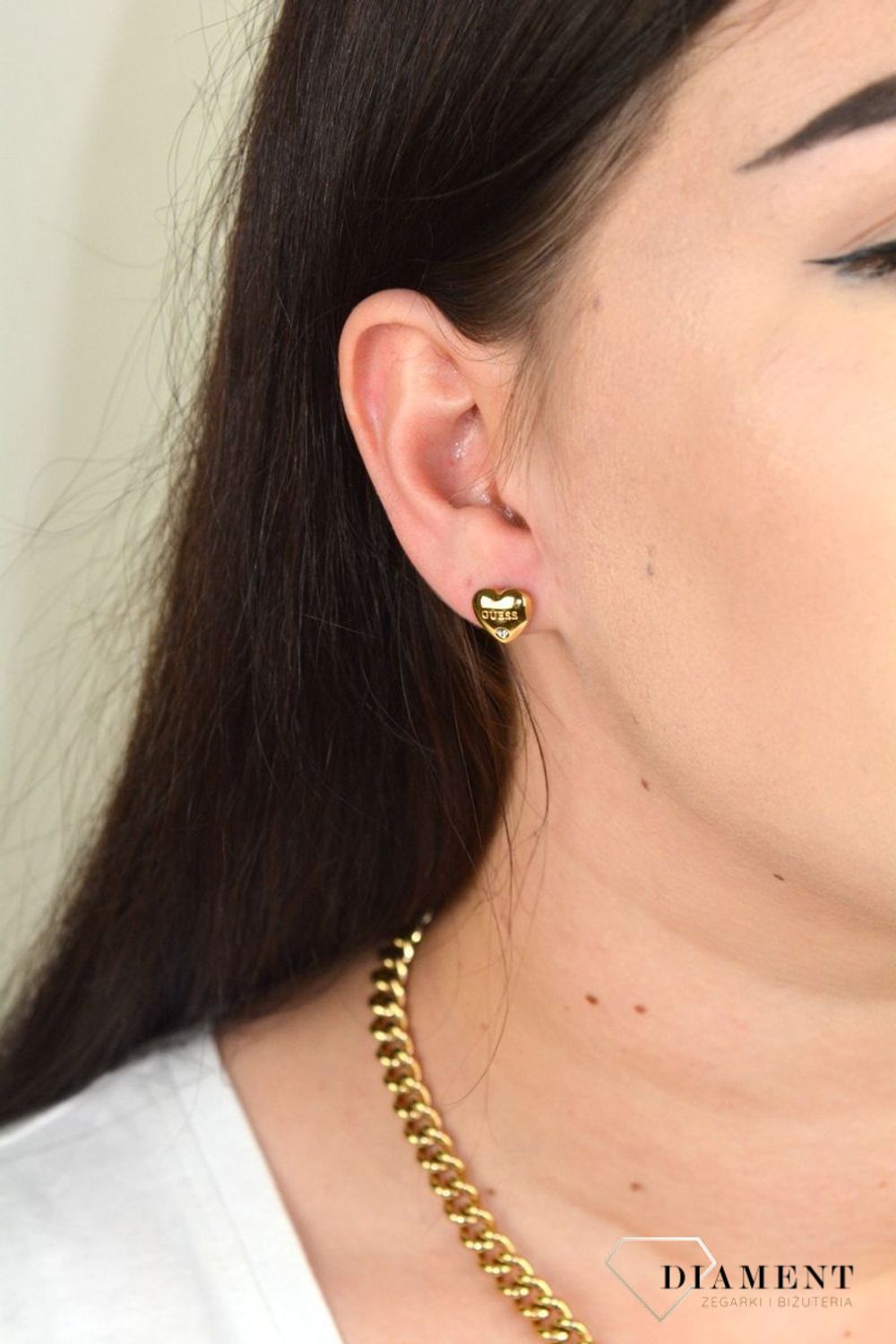 Kolczyki GUESS pozłacane wypukłe serce 'Is For Lovers' UBE70105.jpg