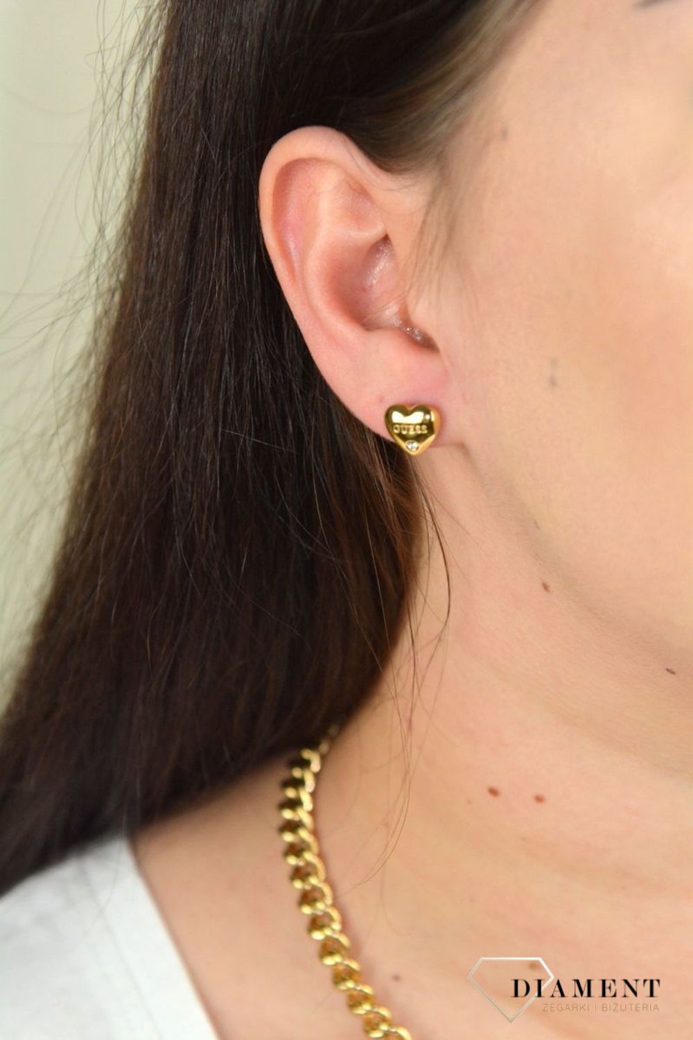 Kolczyki GUESS pozłacane wypukłe serce 'Is For Lovers' UBE70105.jpg