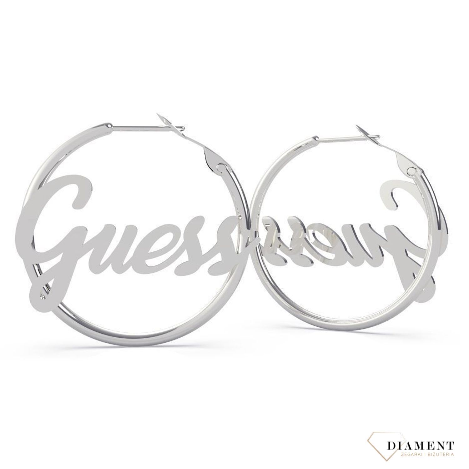 Kolczyki GUESS stalowe koła z wyraźnym napisem UBE70130.jpg