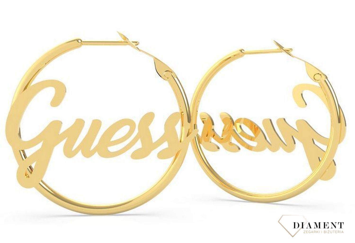 Kolczyki GUESS koła pozłacane z dużym napisem UBE70131.jpg