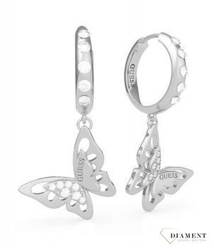 Kolczyki GUESS stalowe kółka z wiszącym motylkiem UBE70190.jpg