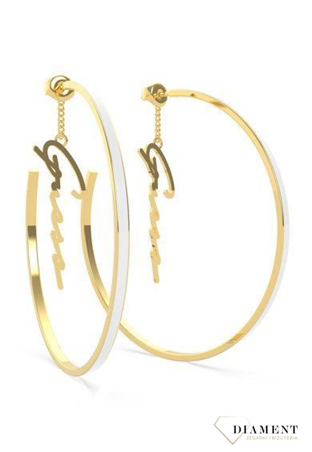 Kolczyki GUESS stalowe pozłacane duże koła z napisem Guess UBE70206.jpg