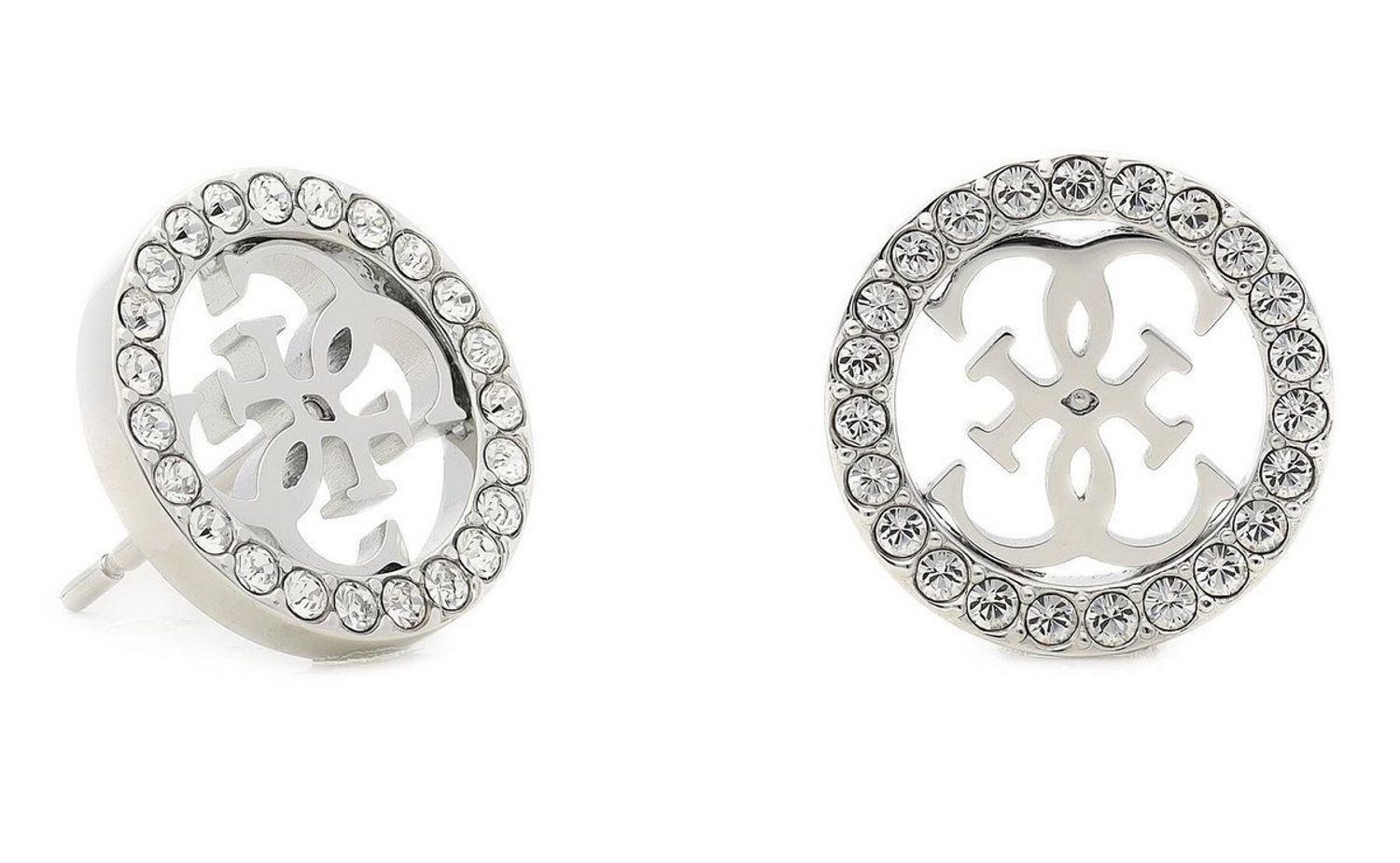 Kolczyki GUESS w kolorze srebra cztery litery 'G' z kryształkami UBE78004. Kolczyki GUESS w kolorze srebra cztery litery 'G' z kryształkami. Stalowe kolczyki  wykonane z najwyższej jakości stali w kolorze srebra ozdo.jpg