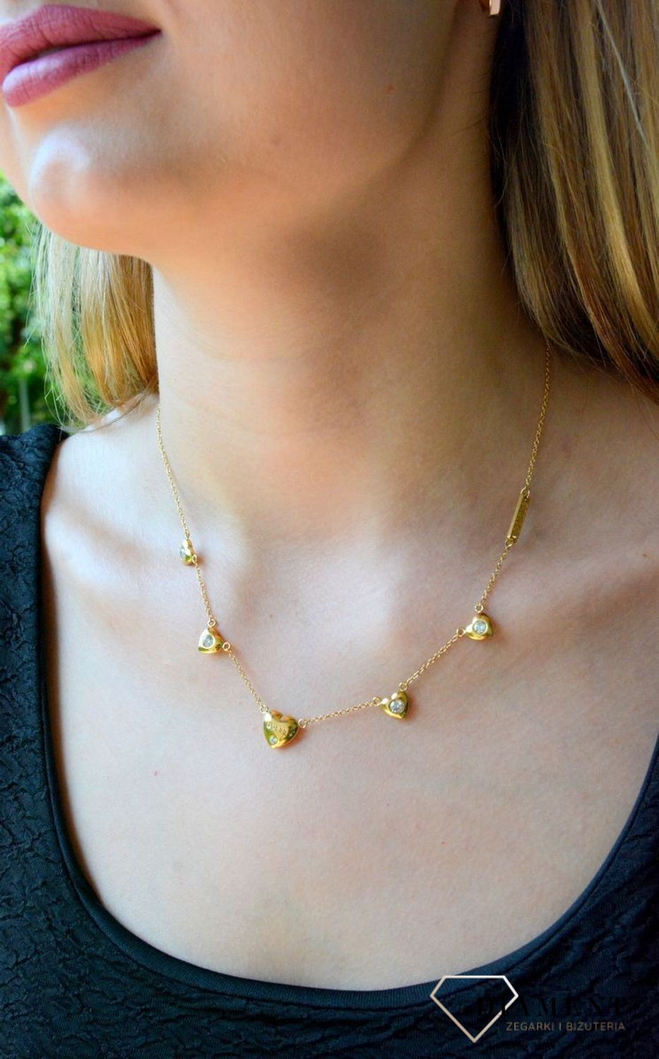 Naszyjnik GUESS pozłacany serca z kryształkami UBN70029sdf.jpg