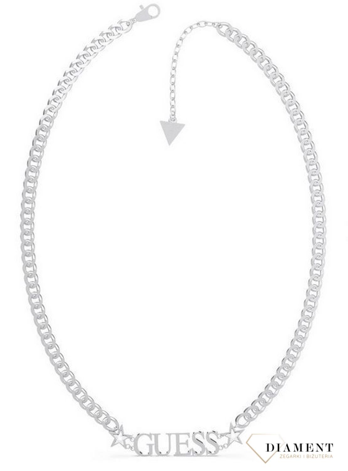 Naszyjnik GUESS stalowy napis z gwiazdkami, łańcuszek pancerka UBN70063.jpg