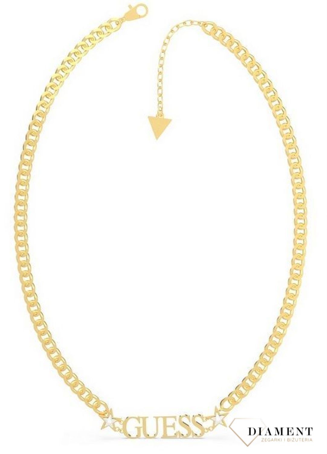 Naszyjnik GUESS pozłacany napis Guess z gwiazdkami UBN70064.jpg