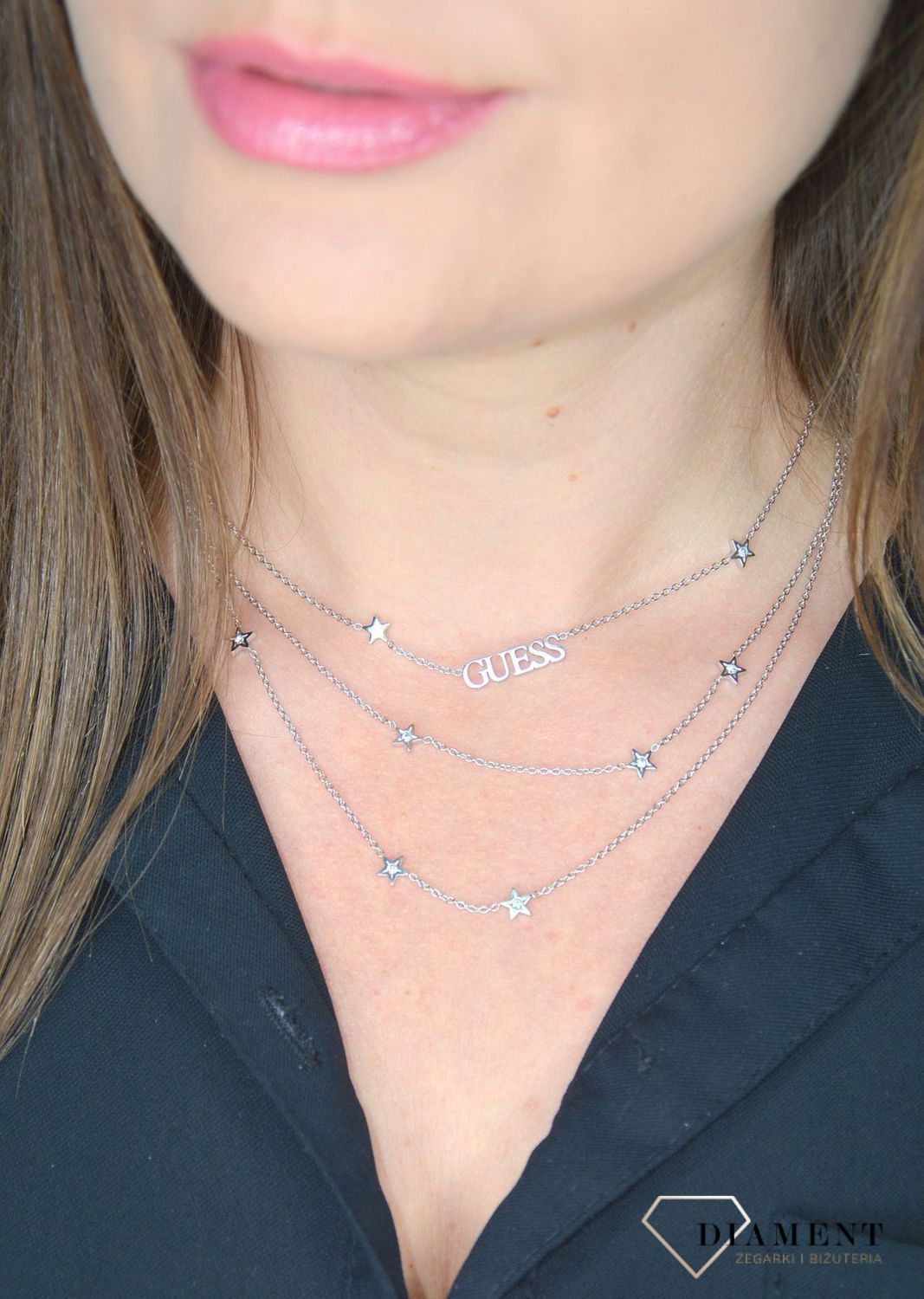 Naszyjnik GUESS stalowy potrójny z gwiazdkami UBN70065.jpg