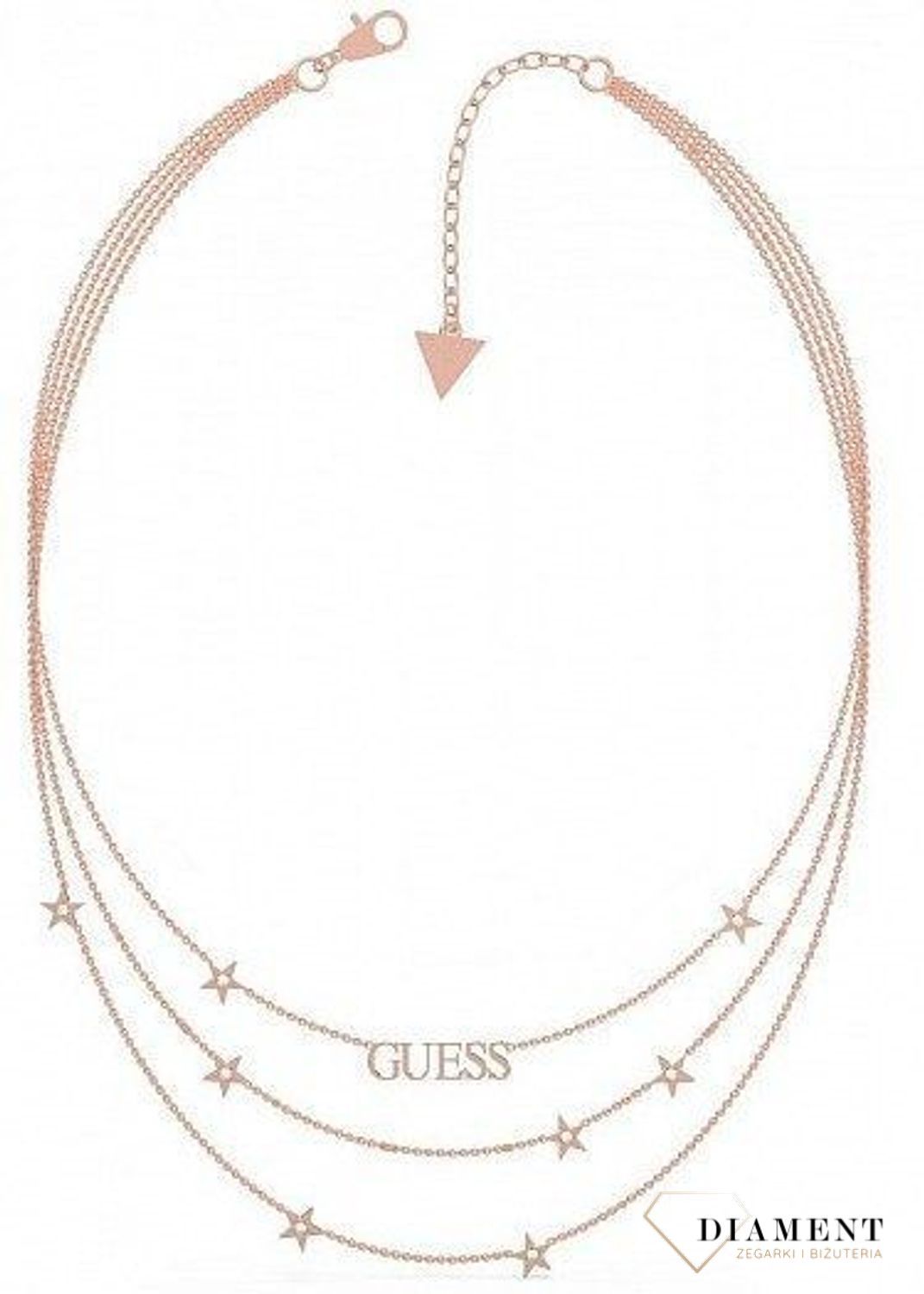 Naszyjnik GUESS pozłacany potrójny łańcuszek różowe złoto UBN70067.jpg