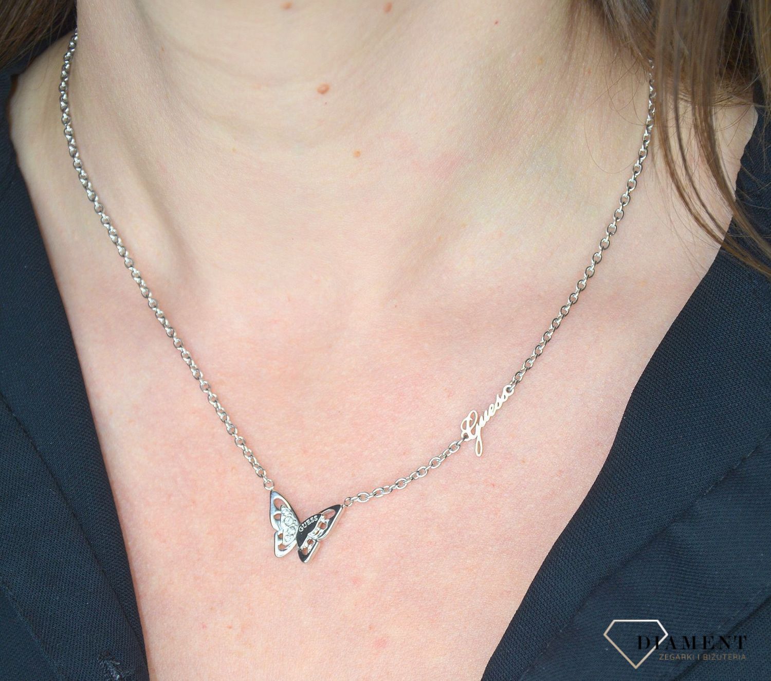 Naszyjnik GUESS stalowy zawieszka z motylkiem UBN70196vvv.jpg
