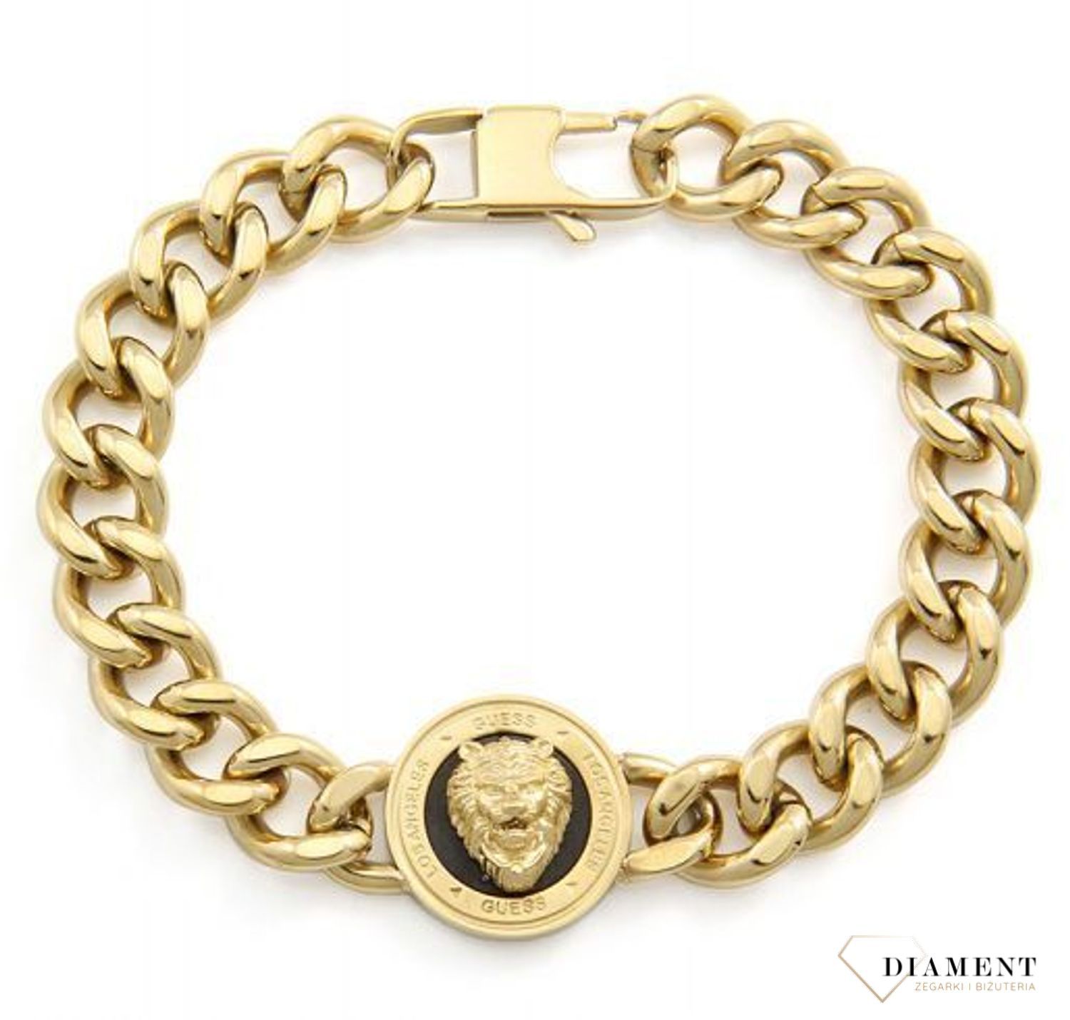 Bransoletka w kolorze złotym z lwem  UMB20023-L. Bransoletka damska GUESS w kolorze złotym.jpg