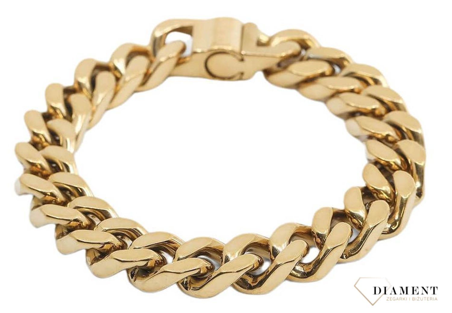 Bransoletka męska GUESS w kolorze złotym. Bransoletka GUESS w formie złotej pancerki. Bransoletka, która świetnie się sprawdzi jako dodatek do stylizacji. Bransoletkę można zestawić (2).jpg