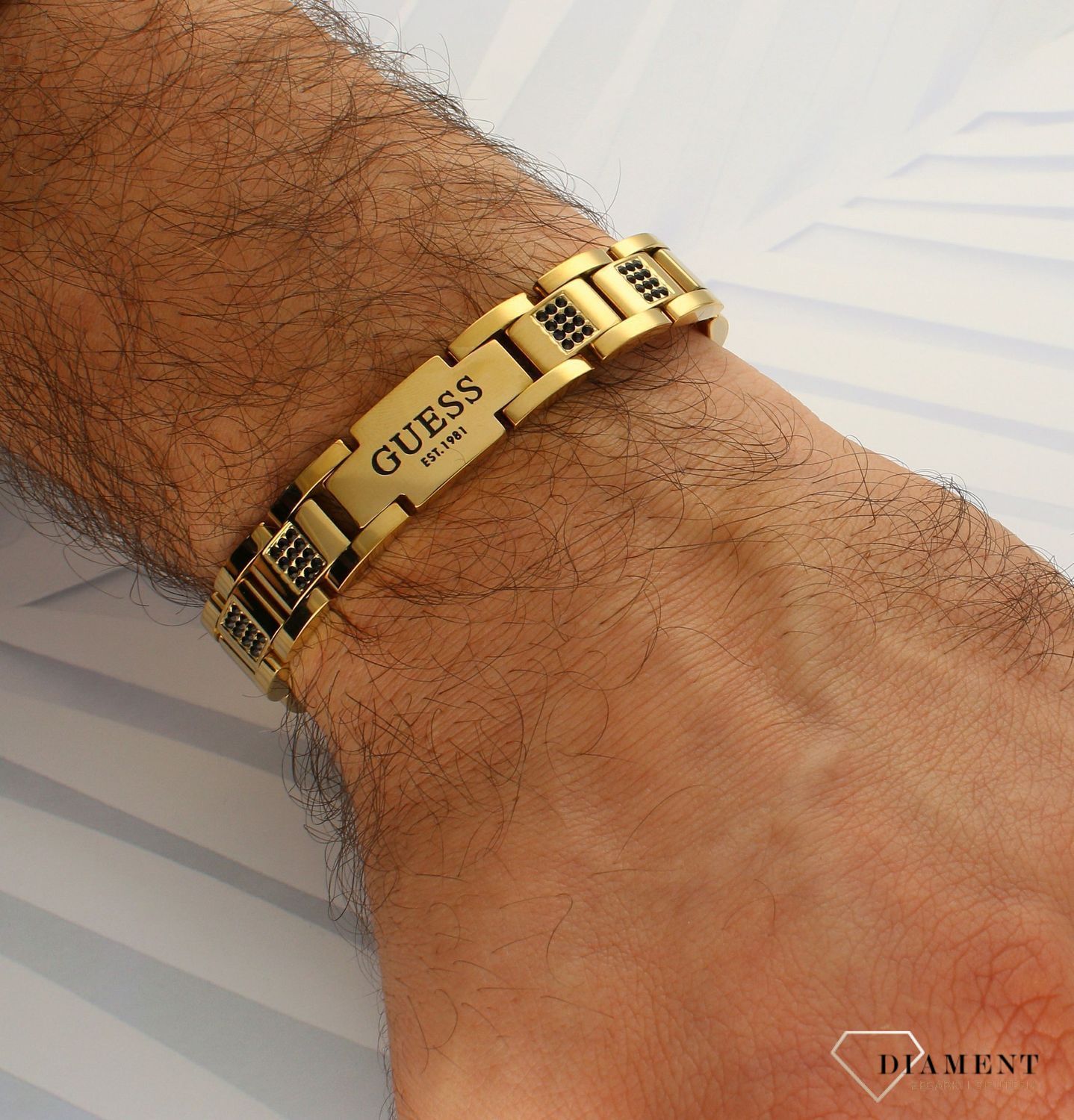 Bransoletka męska Guess w kolorze złotym z czarnymi cyrkoniami UMB79010jhljlk.jpg