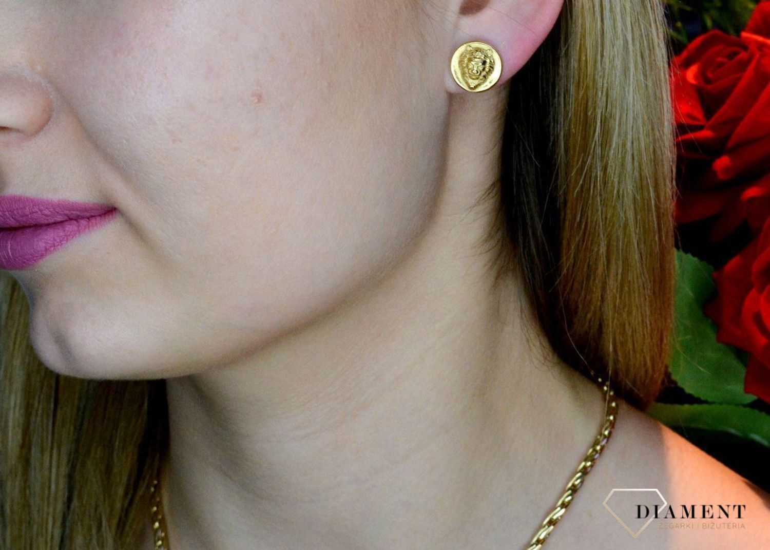 Złote kolczyki damskie GUESS 'Głowa Lwa' UME70013cv.jpg