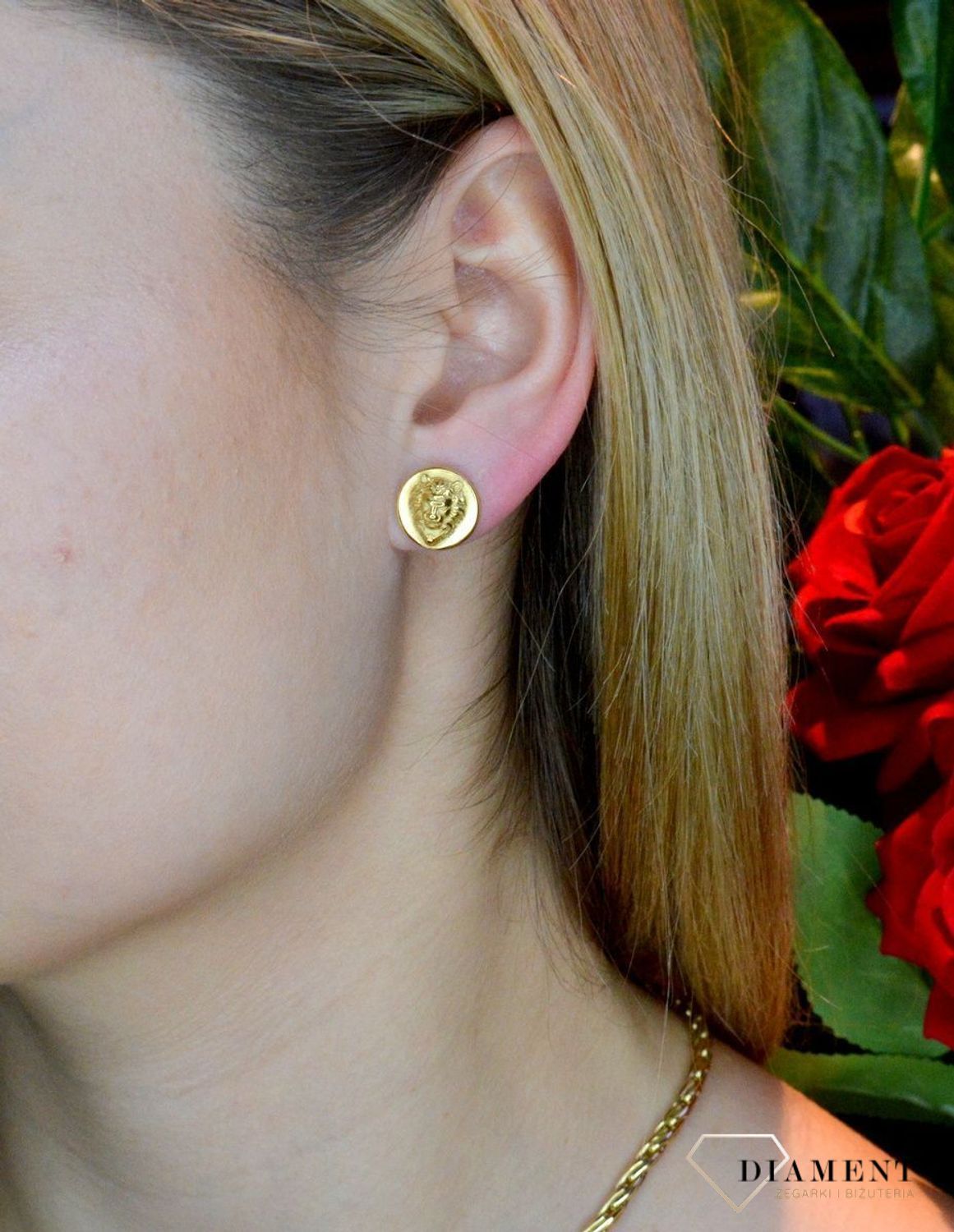 Złote kolczyki damskie GUESS 'Głowa Lwa' UME70013cv.jpg