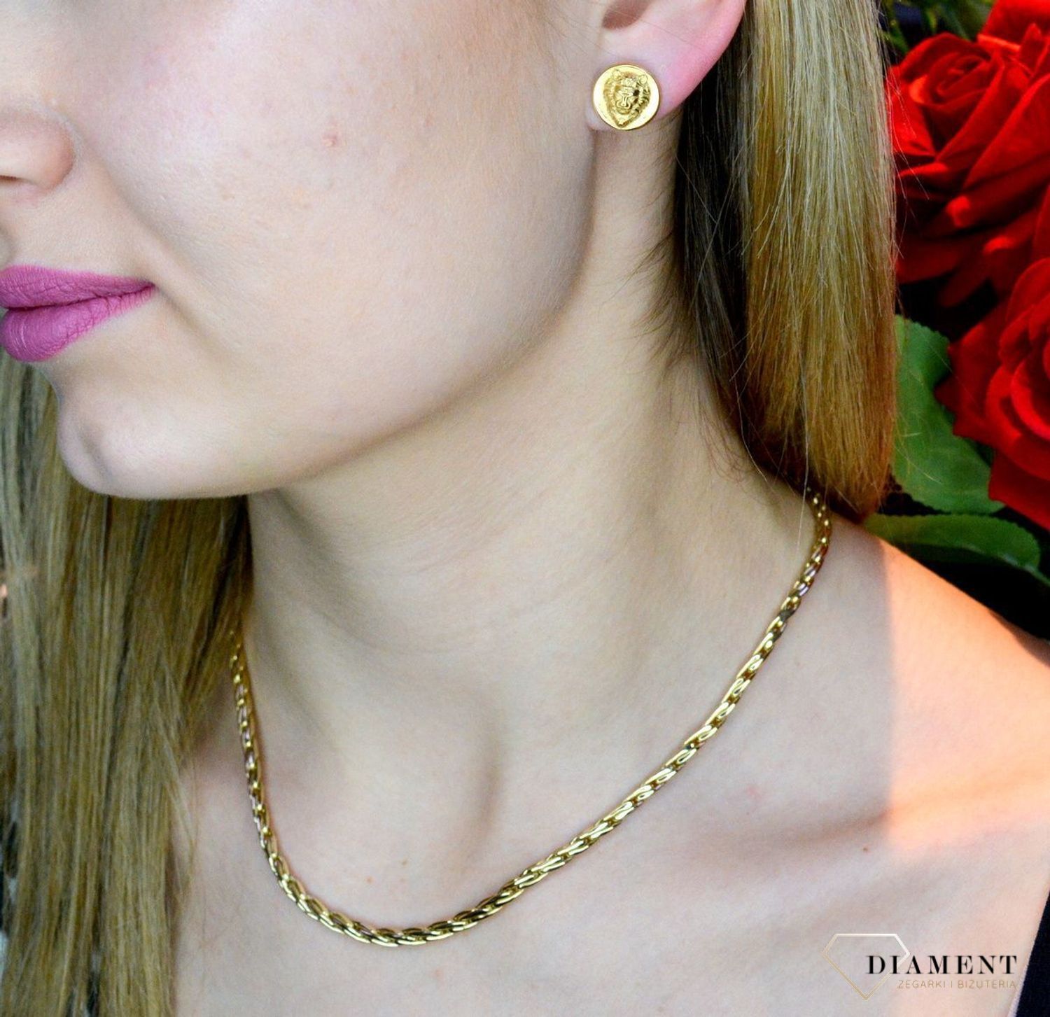 Złote kolczyki damskie GUESS 'Głowa Lwa' UME70013cv.jpg