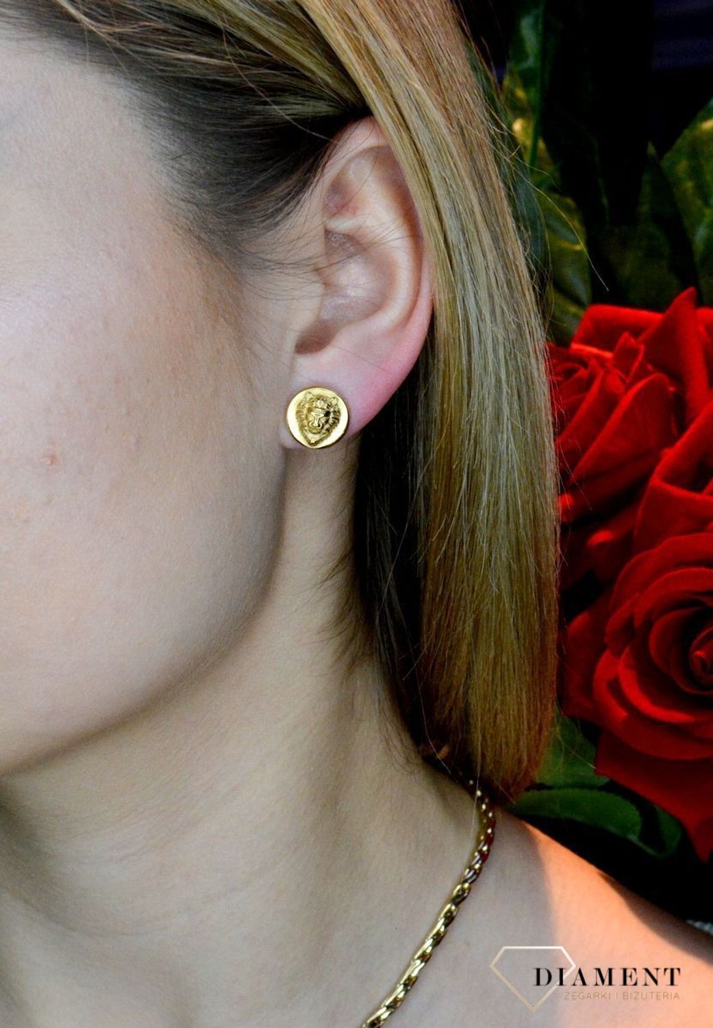 Złote kolczyki damskie GUESS 'Głowa Lwa' UME70013cv.jpg