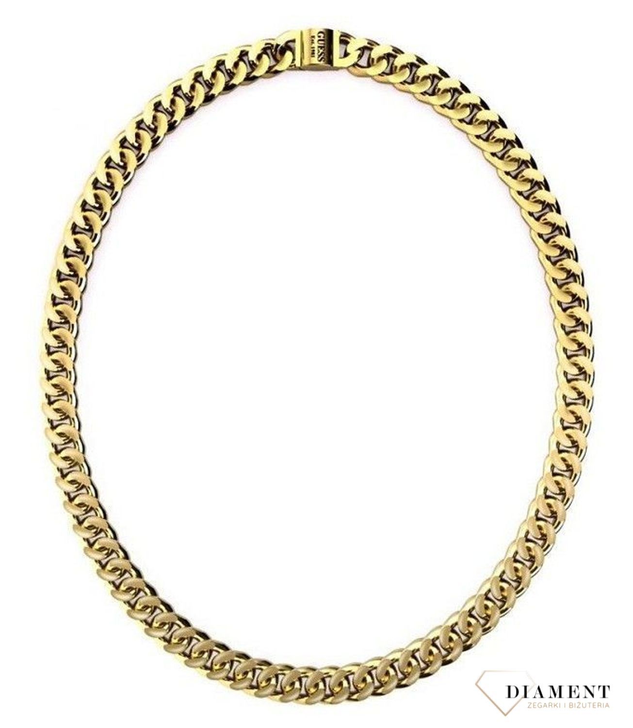 Łańcuszek męski GUESS w kolorze złotym. Łańcuszek GUESS w formie złotej pancerki. Łańcuszek, który świetnie się sprawdzi jako dodatek do stylizacji. Łańcuszek można zestawić..jpg