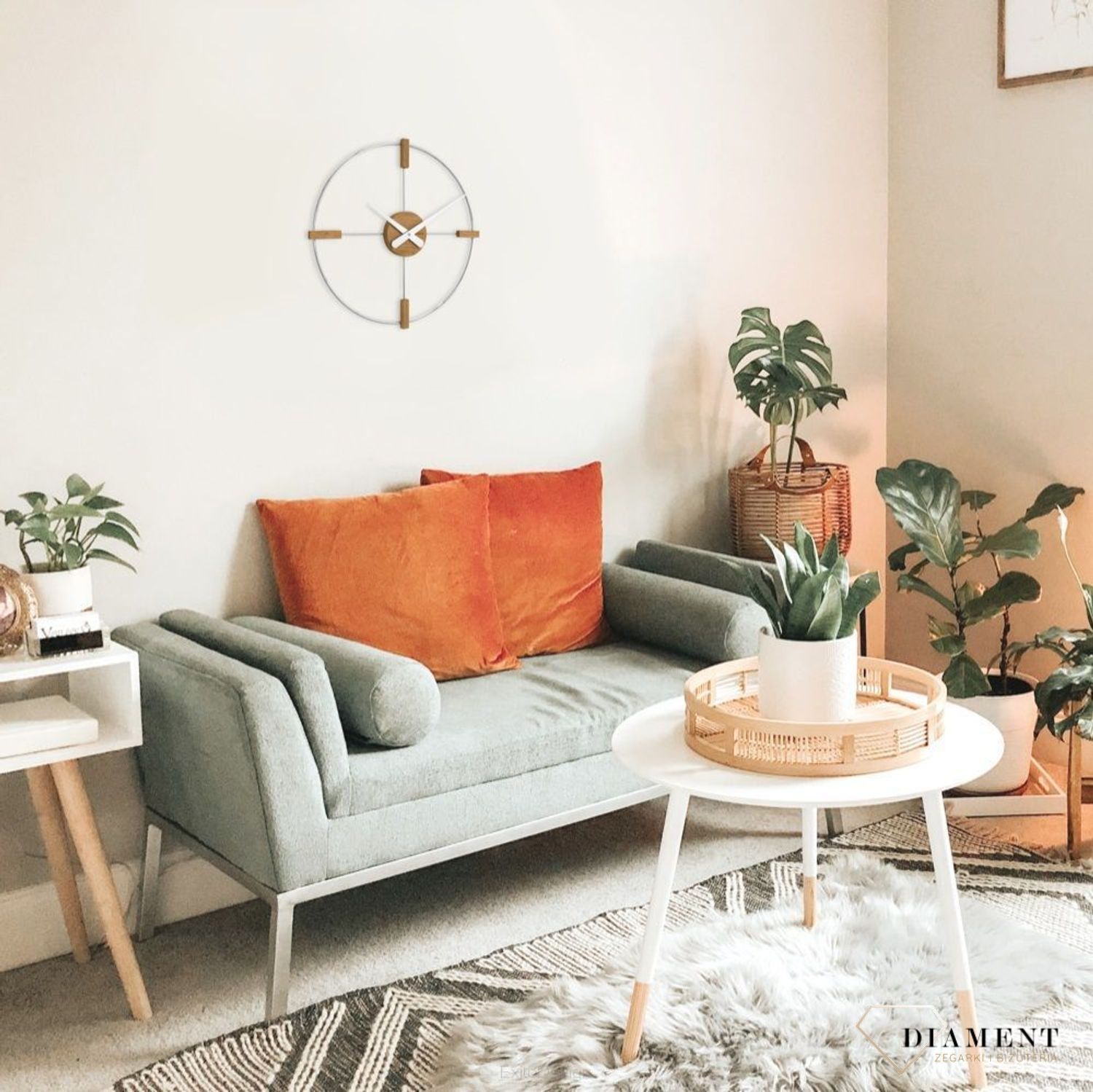 Zegar drewniany typu loft VCT1051. Nowoczesny zegar do loftowego wnętrza z metalu i drewna dębowego..jpg