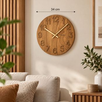 Zegar ścienny drewniany VLAHA 34 cm – dąb naturalny, cichy mechanizm kwarcowy (1).jpg
