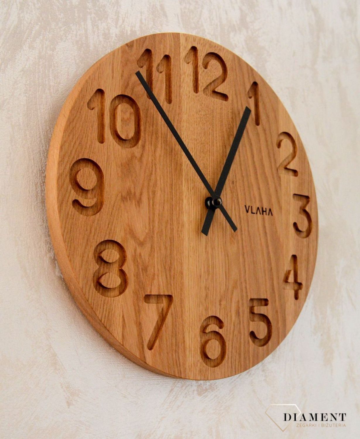 Zegar ścienny drewniany Vlaha VCT1125 Z litego drewna dębowego.jpg