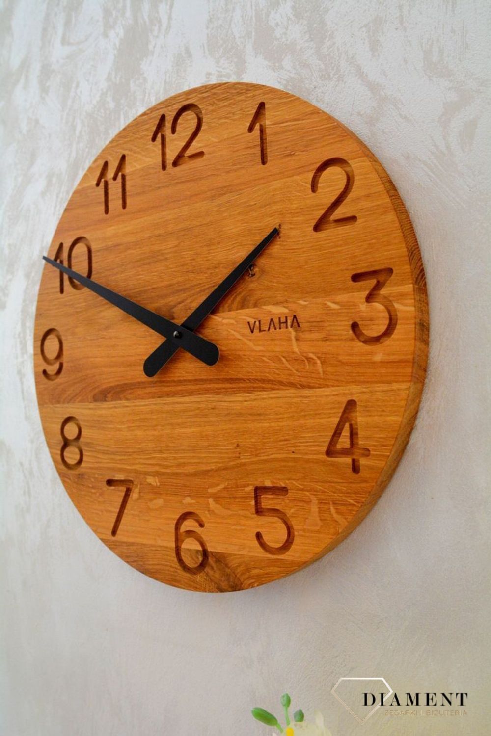 Zegar ścienny drewniany Vlaha VCT1125 Z litego drewna dębowego.jpg