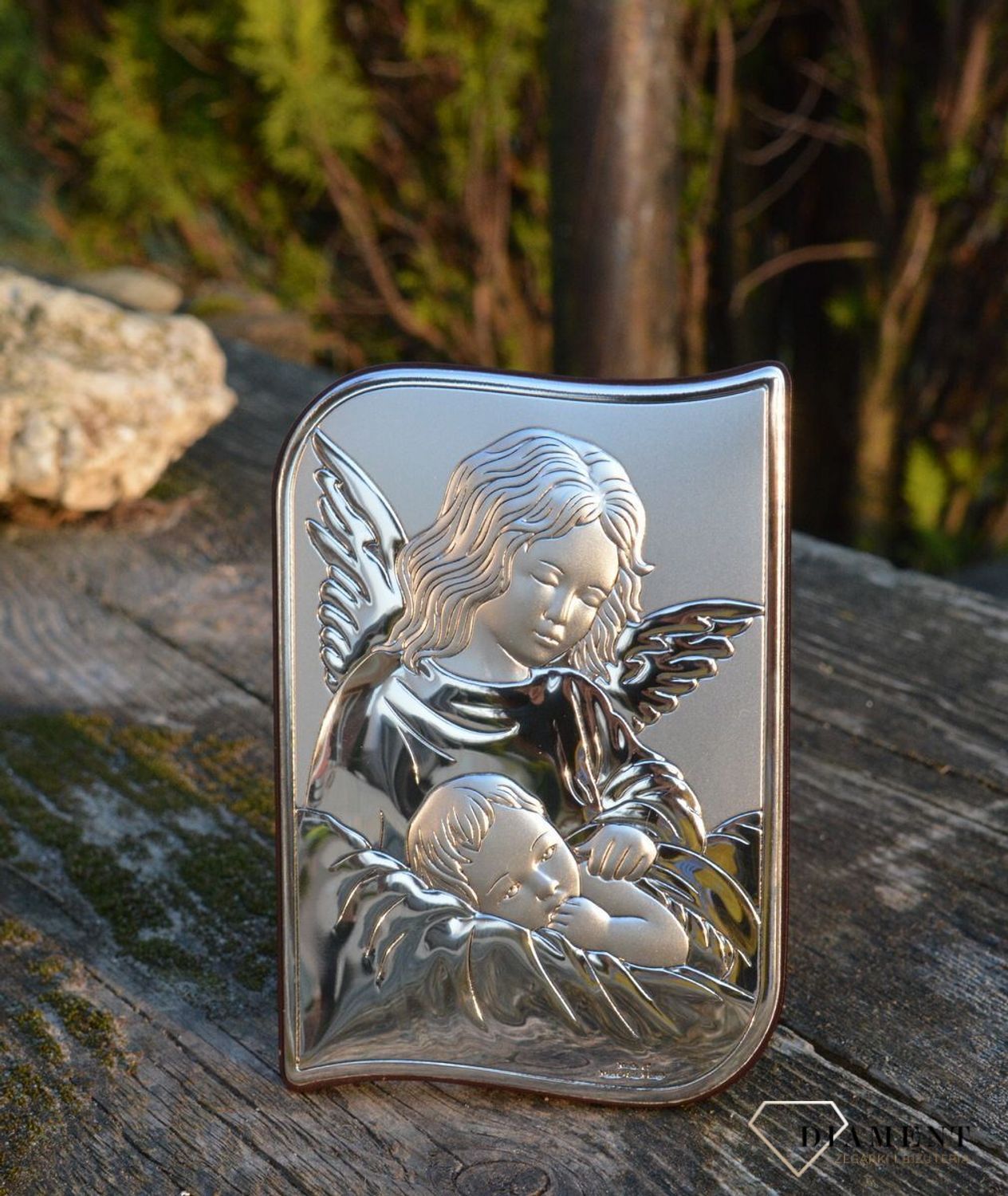 Obrazek srebrny Anioł Stróż z dzieciątkiem- chrzest (2).jpg