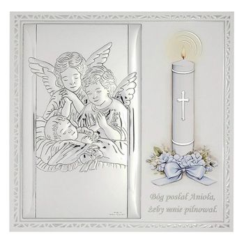 Niebieski Obrazek Anioł Stróż dla chłopca – z grawerem  Posrebrzany Miro-Silver 17x17 cm.jpg