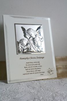 Pamiątka Chrztu Świętego obrazek srebrzony Anioł Stróż 25x20 cm VL880S3BI (3).JPG