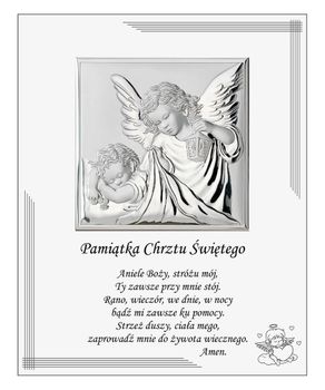Pamiątka Chrztu Świętego – obrazek srebrzony Anioł Stróż 25x20 cm (VL880S3BI).jpg