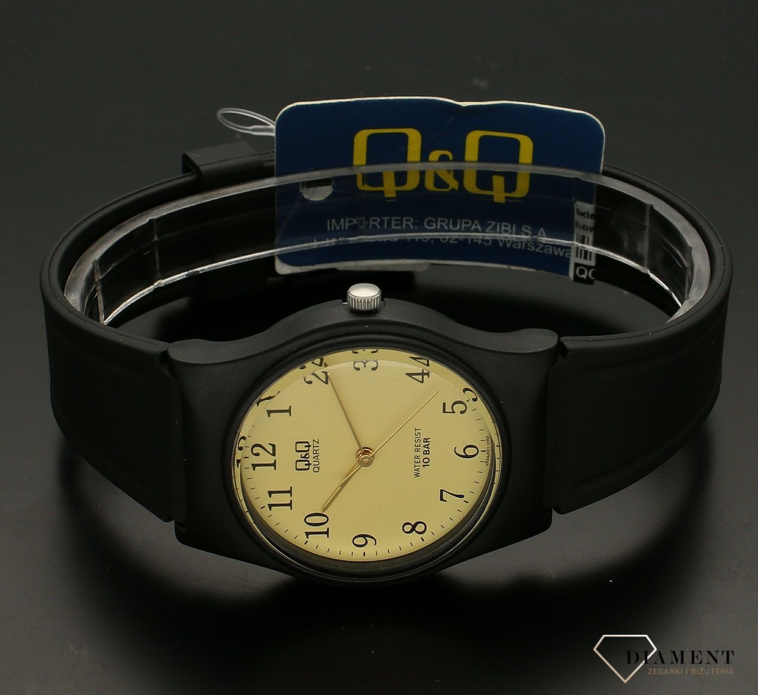 Zegarek damski na pasku QQ VP34-001. Zegarek damski na pasku. Silikonowy pasek do zegarka. Zegarek czarny. Zegarek na prezent.  Idealny pomysł dla kobiety.  (3).jpg