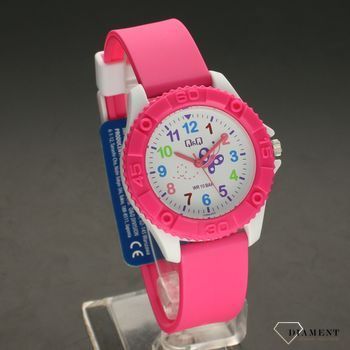 Zegarek dla dziewczynki QQ VQ96-027 na różowym pasku z motylkiem ⌚Zegarki dziecięce z cyferkami✓ (1).jpg