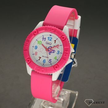 Zegarek dla dziewczynki QQ VQ96-027 na różowym pasku z motylkiem ⌚Zegarki dziecięce z cyferkami✓ (2).jpg