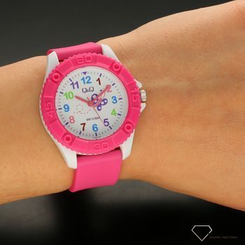 Zegarek dla dziewczynki QQ VQ96-027 na różowym pasku z motylkiem ⌚Zegarki dziecięce z cyferkami✓ (5).jpg