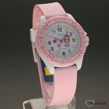 Zegarek dla dziewczynki QQ VQ96-027 na różowym pasku z księżniczką ⌚Zegarki dziecięce z cyferkami (1).jpg