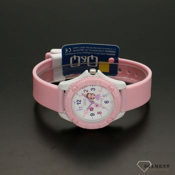 Zegarek dla dziewczynki QQ VQ96-027 na różowym pasku z księżniczką ⌚Zegarki dziecięce z cyferkami (3).jpg