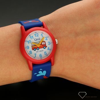 Zegarek dla chłopca  'Wóz strażacki' VR99-019. Zegarek dla dziecka Q&Q na pasku gumowym ⌚  (5).jpg
